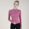 High-Stretch Waist-Defining Zip Yoga Cardigan – Half-Colar Long-Sleeve Slim Outerwear (0560) OEM Wholesale