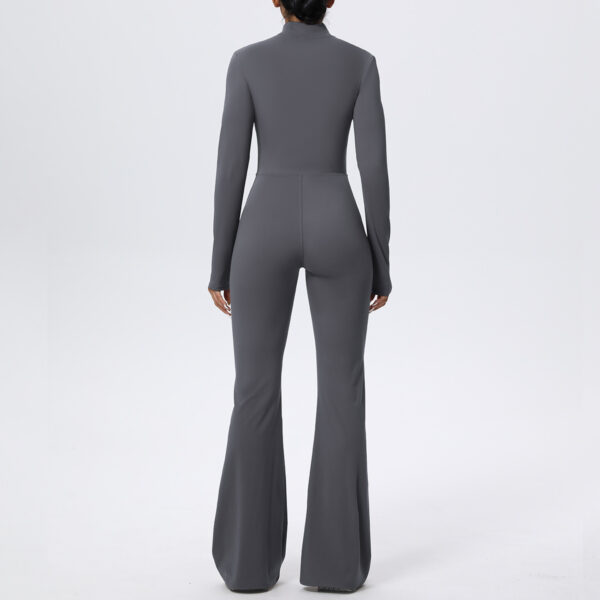 c03-6-1.jpg Naked-Feel Zipper Long-Sleeve Yoga Bodysuit Jumpsuit – Wide-Leg Flared One-Piece Gym Suit OEM Wholesale