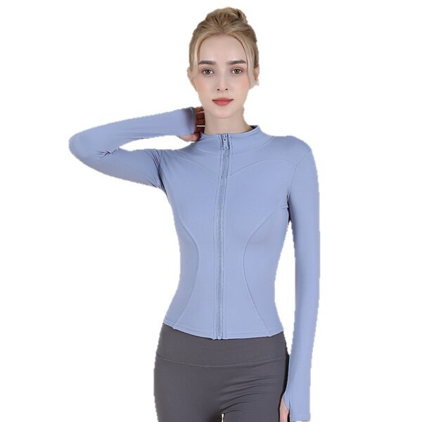 High-Stretch Waist-Defining Zip Yoga Cardigan – Half-Colar Long-Sleeve Slim Outerwear (0560) OEM Wholesale