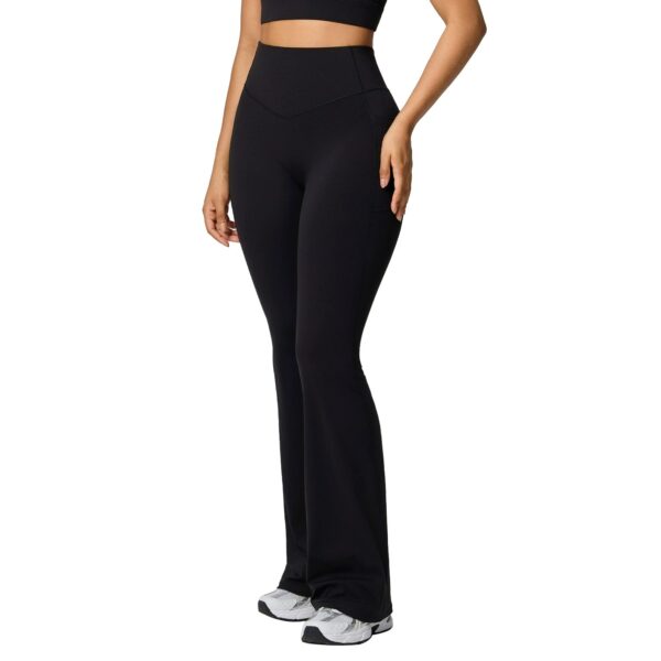 c05-6-1.jpg High-Waisted Flared / Wide-Leg Shaping Yoga Pants – Pockets, Tummy Control (OEM / Wholesale)
