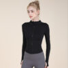 High-Stretch Waist-Defining Zip Yoga Cardigan – Half-Colar Long-Sleeve Slim Outerwear (0560) OEM Wholesale