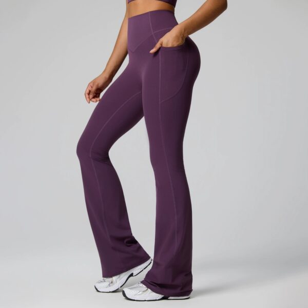 c06-6-1.jpg High-Waisted Flared / Wide-Leg Shaping Yoga Pants – Pockets, Tummy Control (OEM / Wholesale)