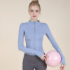 High-Stretch Waist-Defining Zip Yoga Cardigan – Half-Colar Long-Sleeve Slim Outerwear (0560) OEM Wholesale