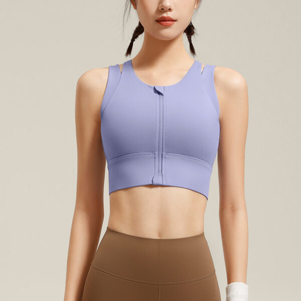 c08-23-1.jpg Front-Zip Long-Line Shaping Yoga Vest – High-Stretch Compression Sports Bra Top with Padded Cups OEM Wholesale