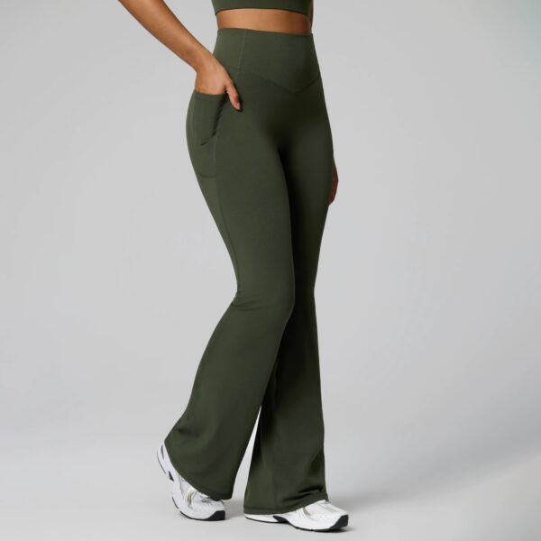 c08-6-1.jpg High-Waisted Flared / Wide-Leg Shaping Yoga Pants – Pockets, Tummy Control (OEM / Wholesale)