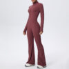 c09-10-1.jpg Naked-Feel Zipper Long-Sleeve Yoga Bodysuit Jumpsuit – Wide-Leg Flared One-Piece Gym Suit OEM Wholesale
