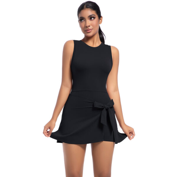 c09-19-1.jpg Tennis Skirt Bodysuit One-Piece – Cool-Touch Backless Slimming Dress with Built-in Shorts (6672) OEM Wholesale