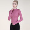 High-Stretch Waist-Defining Zip Yoga Cardigan – Half-Colar Long-Sleeve Slim Outerwear (0560) OEM Wholesale