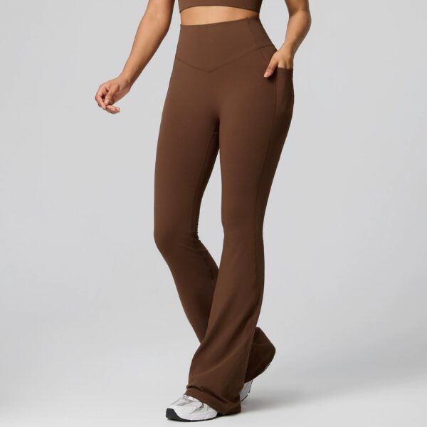 c09-6-1.jpg High-Waisted Flared / Wide-Leg Shaping Yoga Pants – Pockets, Tummy Control (OEM / Wholesale)