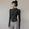 c11-13-1.jpg Slim-Fit Zip-Up Yoga Jacket – High-Stretch Long-Sleeve Waist-Tie Workout Cardigan (0556) OEM Wholesale