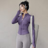 c12-10-1.jpg Slim-Fit Zip-Up Yoga Jacket – High-Stretch Long-Sleeve Waist-Tie Workout Cardigan (0556) OEM Wholesale