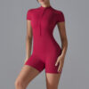 c12-8-1.jpg Short-Sleeve Yoga Bodysuit One-Piece – Zipper Summer Dance Fitness Jumpsuit with Shorts OEM Wholesale