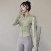 c13-10-1.jpg Slim-Fit Zip-Up Yoga Jacket – High-Stretch Long-Sleeve Waist-Tie Workout Cardigan (0556) OEM Wholesale