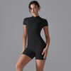 c16-6-1.jpg Short-Sleeve Yoga Bodysuit One-Piece – Zipper Summer Dance Fitness Jumpsuit with Shorts OEM Wholesale