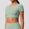 img_058-1.jpg Short-Sleeve Yoga Top – Everyday Performance Tee (7105 Series) OEM Wholesale
